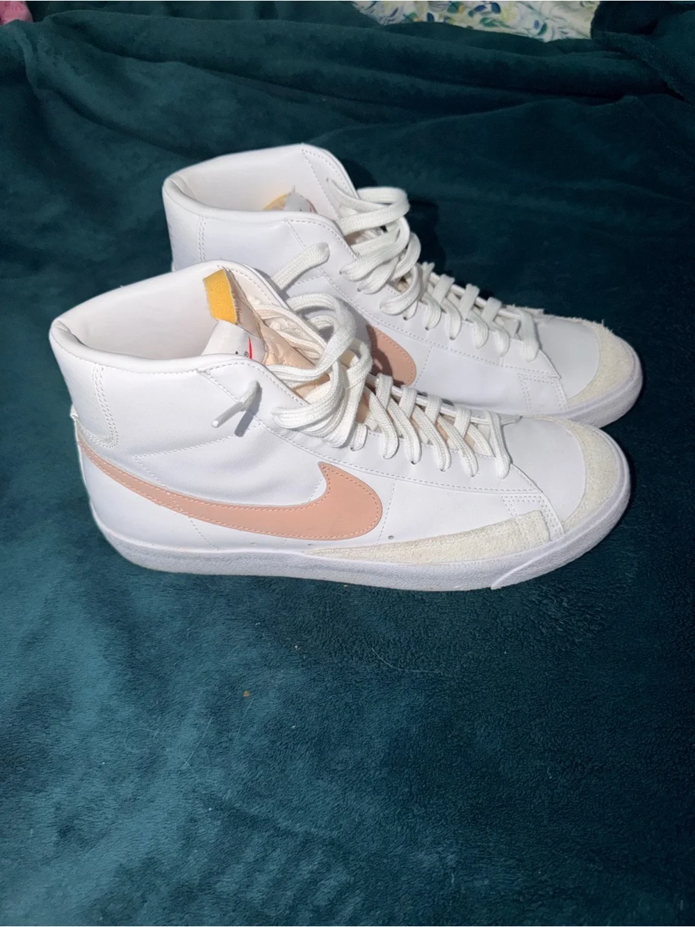 Nike Women’s White and Peach High-Top Sneakers